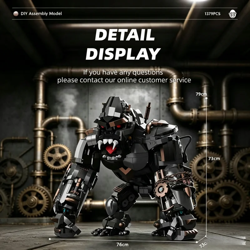Black Tech Mechanical Gorilla Action Figure Building Blocks