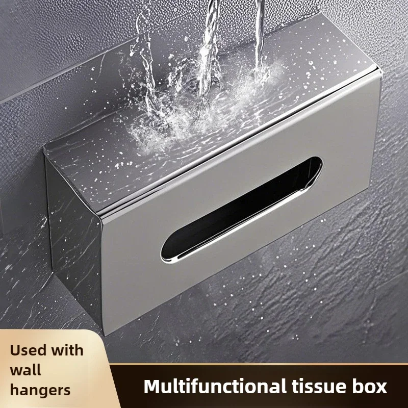 Durable Desktop Carton 304 Stainless Steel Household Large Living Room Hotel Bathroom Non-punching Waterproof Napkin Box