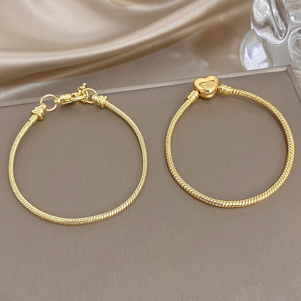 Greatera Schlangenkette in Herzform für Damen, Valentinstagsgeschenk, klassische Armbänder aus Edelstahl mit hochwertiger Vergoldung