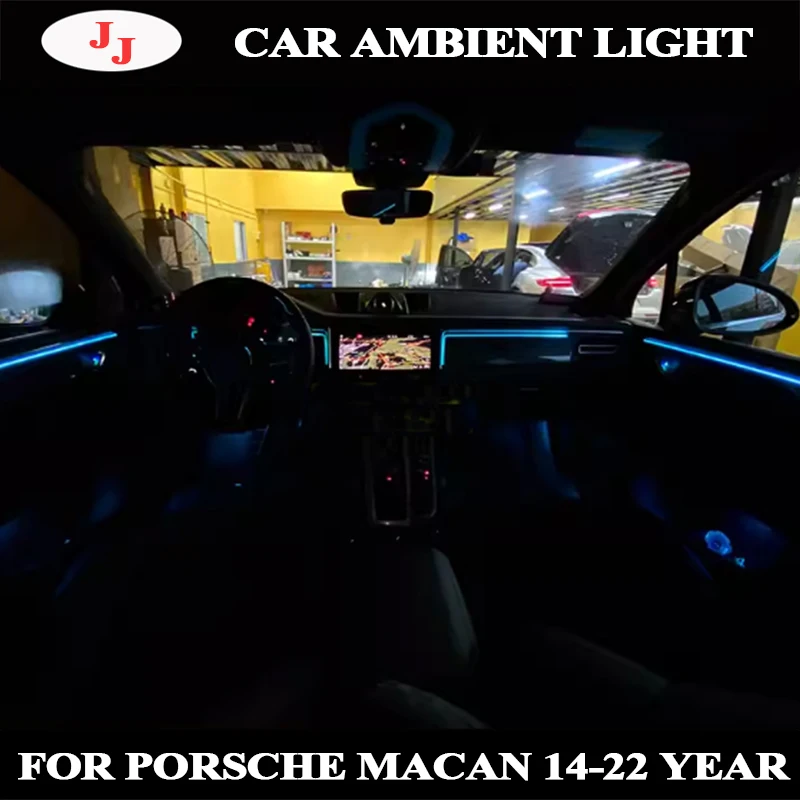 Fit for Porsche Macan 2014-2021 Replace 64 Color Car Ambient Light Speaker Cover Door Panel Set Decorative LED Ambient Lamp