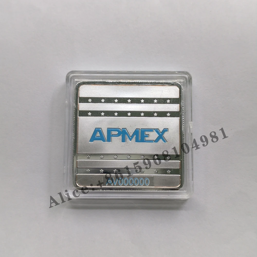 Nouveau 1/10 pièces Apmex argent plaqué barre carrée en métal barre commémorative cuivre-argent Collection artisanat Souvenir décor à la maison cadeaux