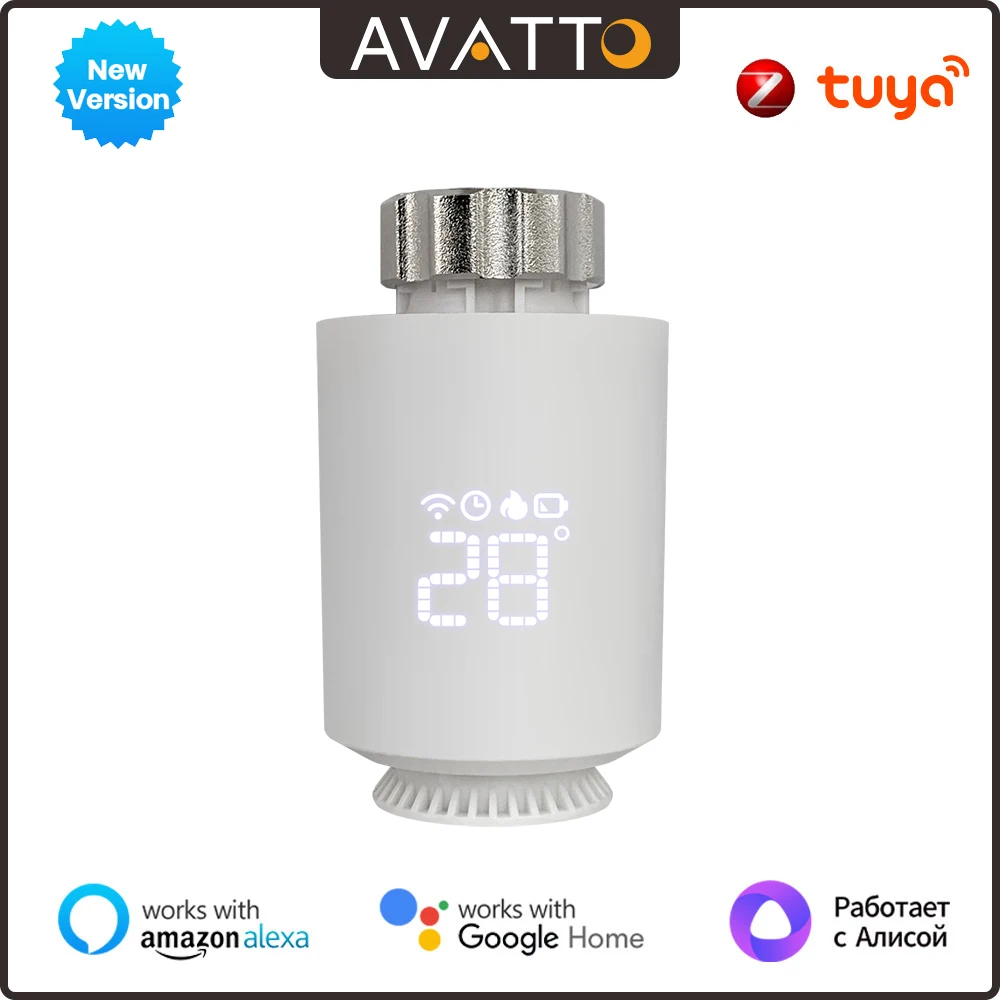 AVATTO Tuya ZigBee3.0 Thermostat Radiator Actuator Smart TRV Thermostatic Valve Controller Works With Alexa Google Home Alice