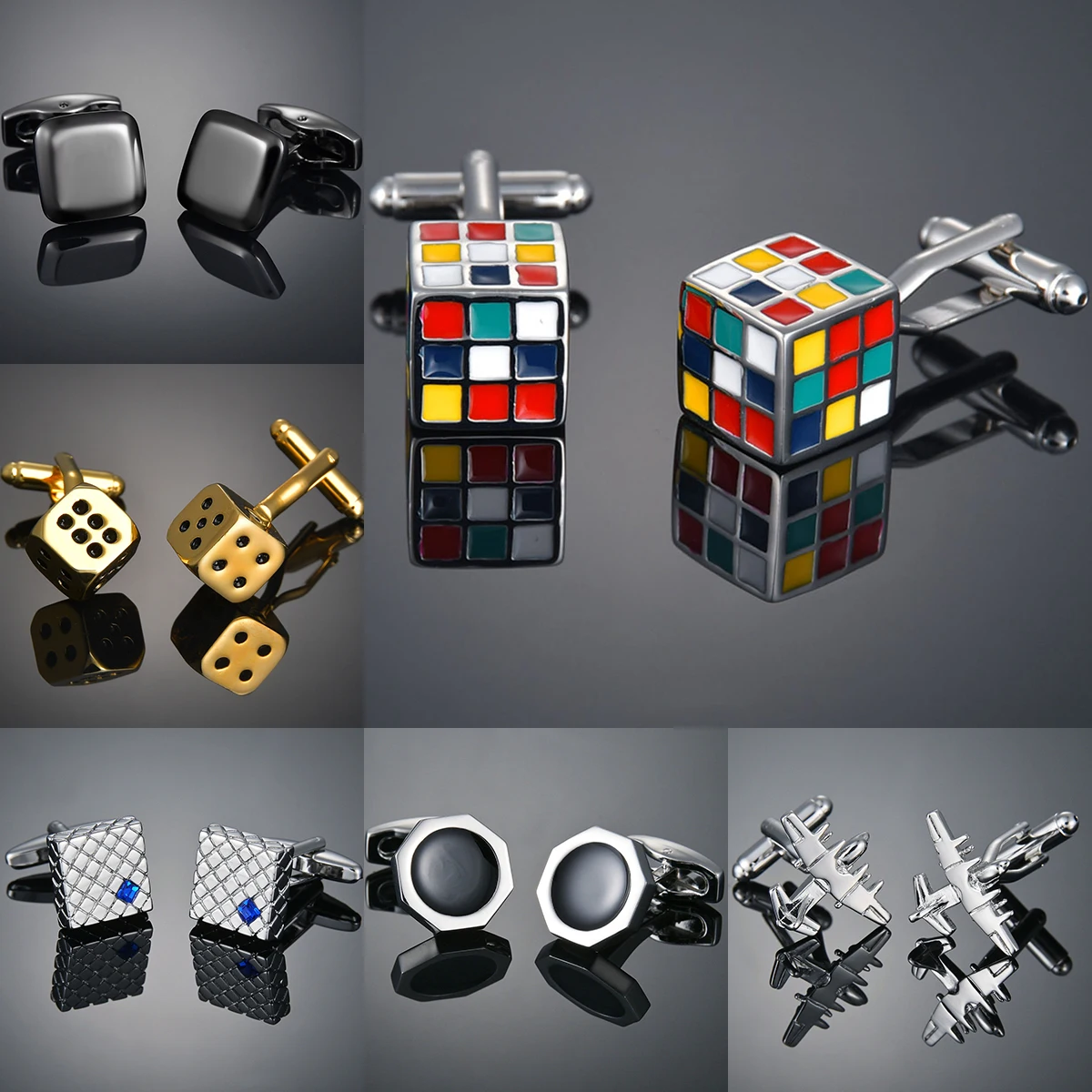 Gemelos de negocios de cubo de Rubik para hombres, copper, gemelos para caballeros, grabado a mano, joyería para hombres, nueva moda