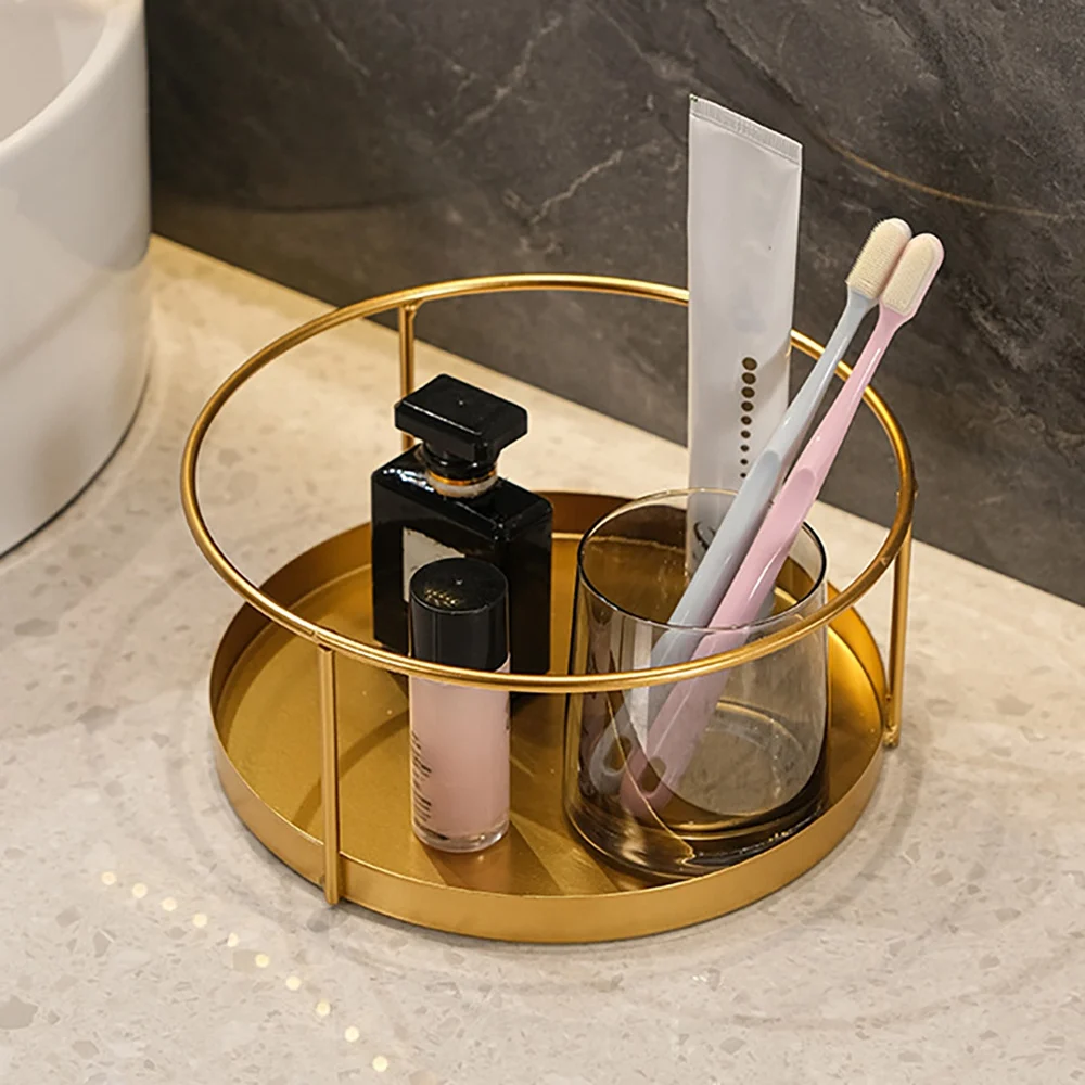 

Gold Metal Makeup Organizer Shelf for Dresser Bathroom 21x9.5cm