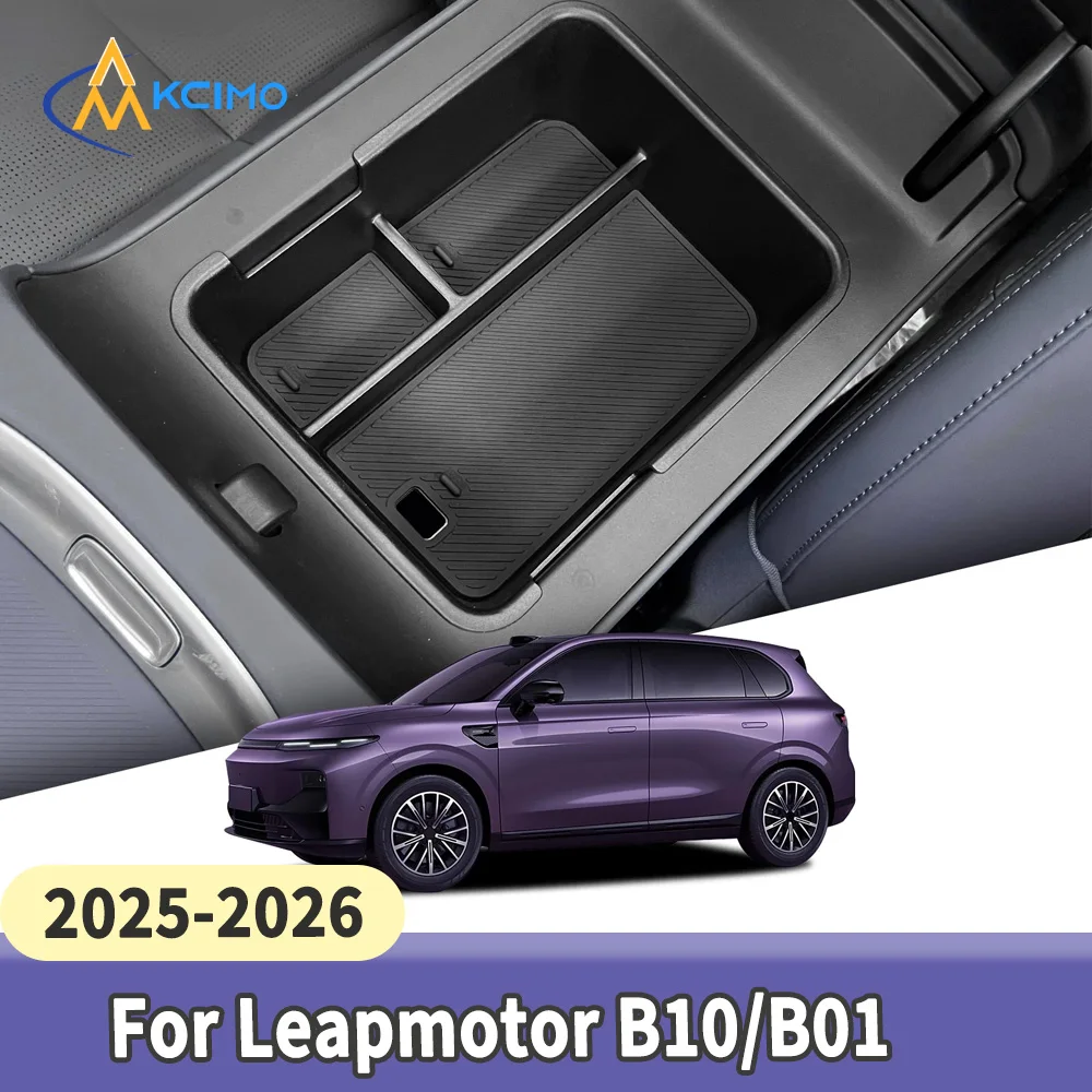 

Black ABS Car Console Storage Tray for Leapmotor B10/B01 2025-2026 Central Armrest Stowing Tidying Interior Organizer Accessory