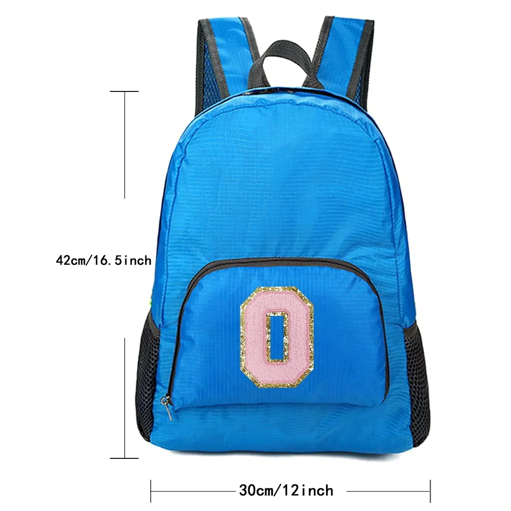 Pink Letter Embroidered Logo Pattern Men's and Women's Versatile Large Capacity Portable Outdoor Hiking and Commuting Backpack