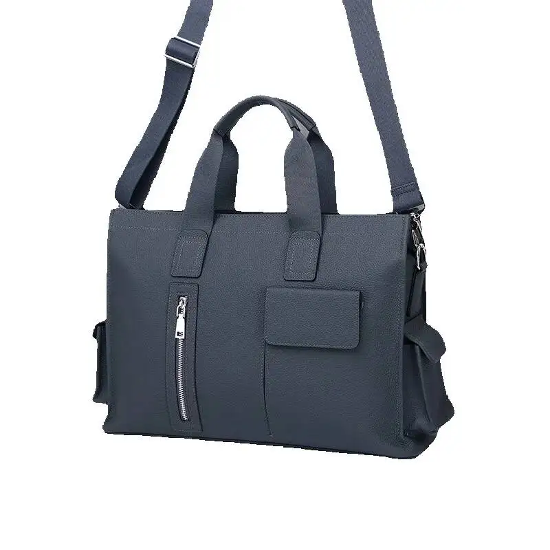 Genuine Messenger Bag Men Leather Handbag Large Capacity Business Commuter Handheld Cowhide Laptop Document Bag Men's Briefcase