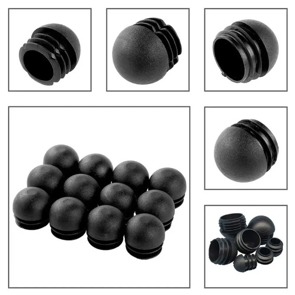 12 Pcs New Plastic Furniture Round Pipe Plug Black Foot Pad Furniture Feet Plug Non-Slip Cushion Table Chair Leg Tube Plugs