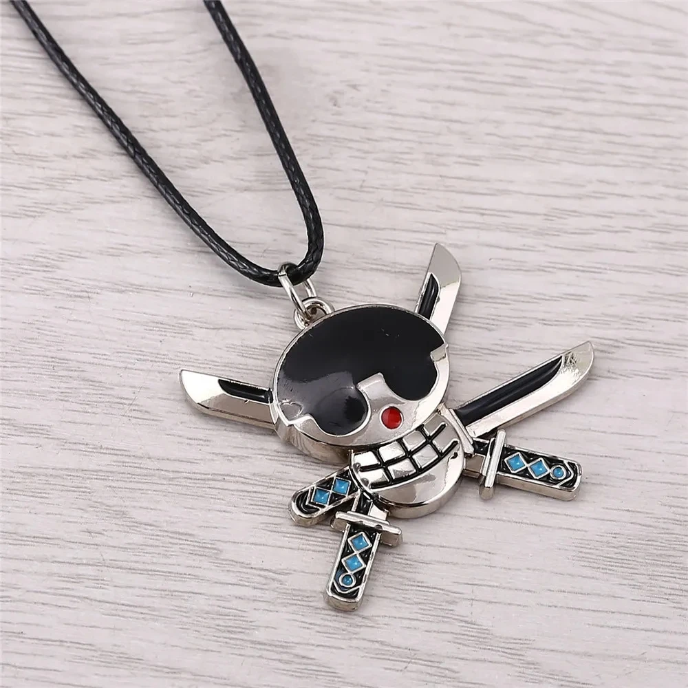 one piece Anime Luffy Necklaces Roronoa Zoro Edward Newgate Figure Model Kids Toys Metal Necklace Pendant