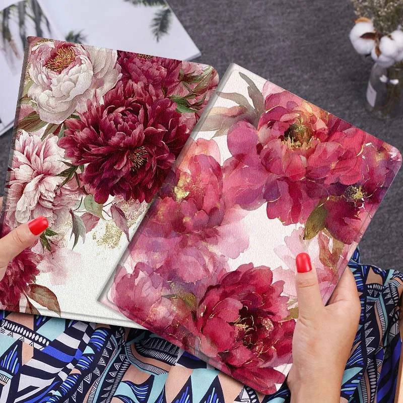 

Red Peony Watercolor Tablet Case For Huawei Honor MatePad MediaPad Air 5 6 7 11 V6 V7 V8 V9 X9 X8 T10 T10s C5e T5 Gift