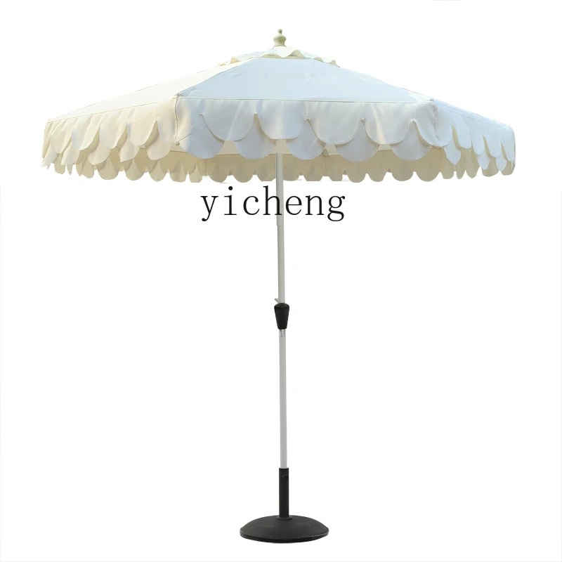 HYS Parasol Double-Layer Wavy Vertical Edge Striped Color Shooting Prop Display Central Column Umbrella Beach Outdoor