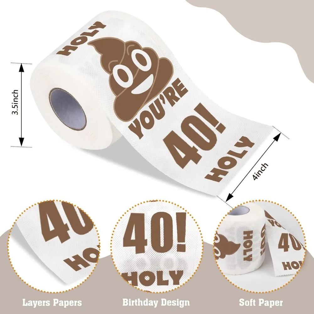 40th Birthday Printed Toilet Paper Gag Gift,Funny Novelty Toilet Paper Roll for Best Friends, Perfect Prank Gift