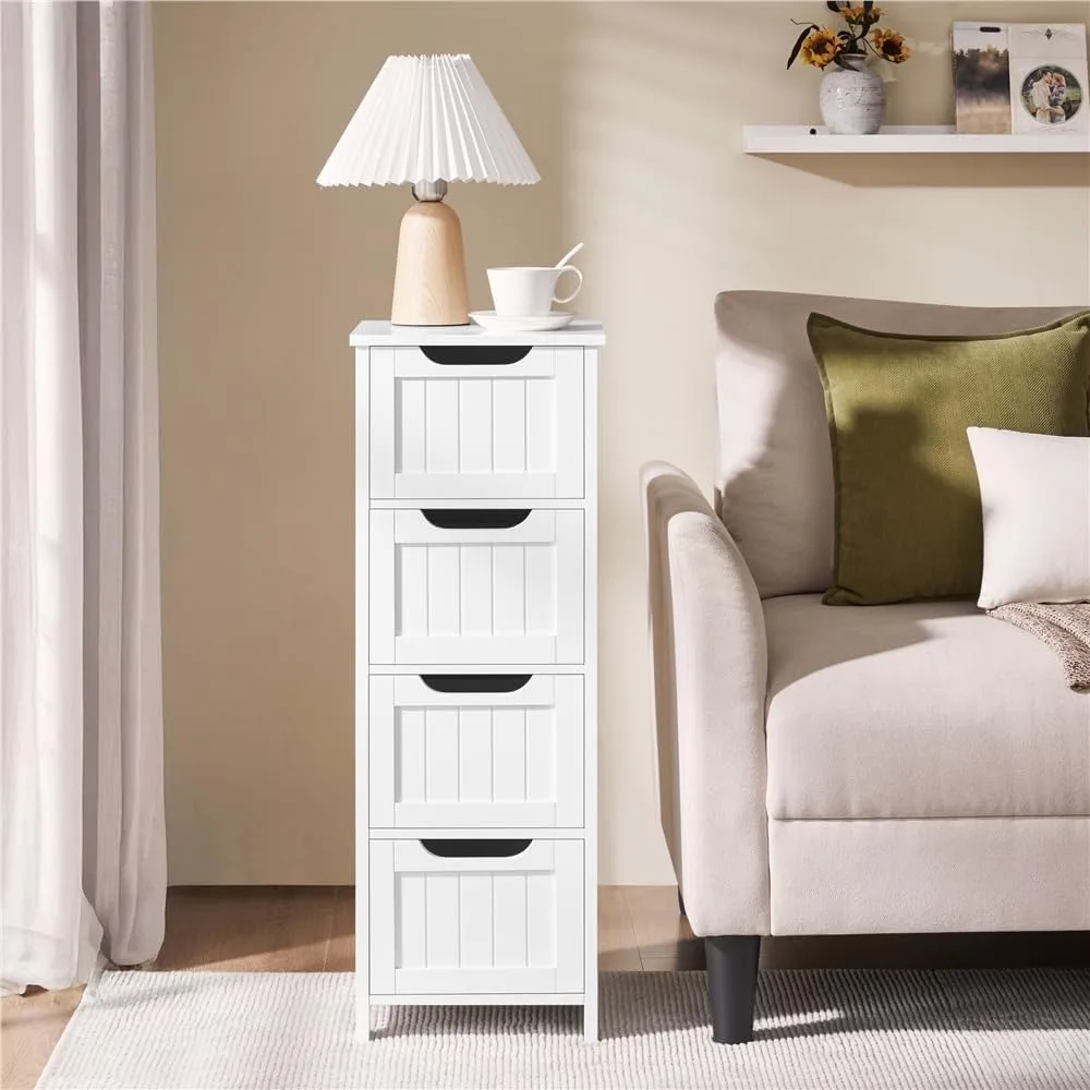 خزانة أرضية الحمام، رف تخزين جانبي خشبي، 4 أدراج حمام مستقل/مدخل/خزانة غرفة المعيشة