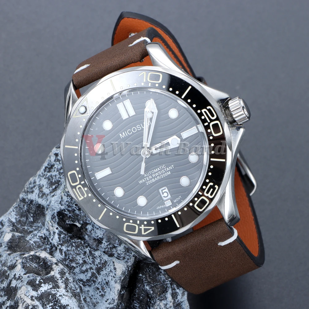 خمر ماتي الجلود حزام (استيك) ساعة ل Seiko 20 مللي متر 22 مللي متر ل أوميغا اليدوية خياطة جلد البقر حزام لهواوي Smartwatch معصمه