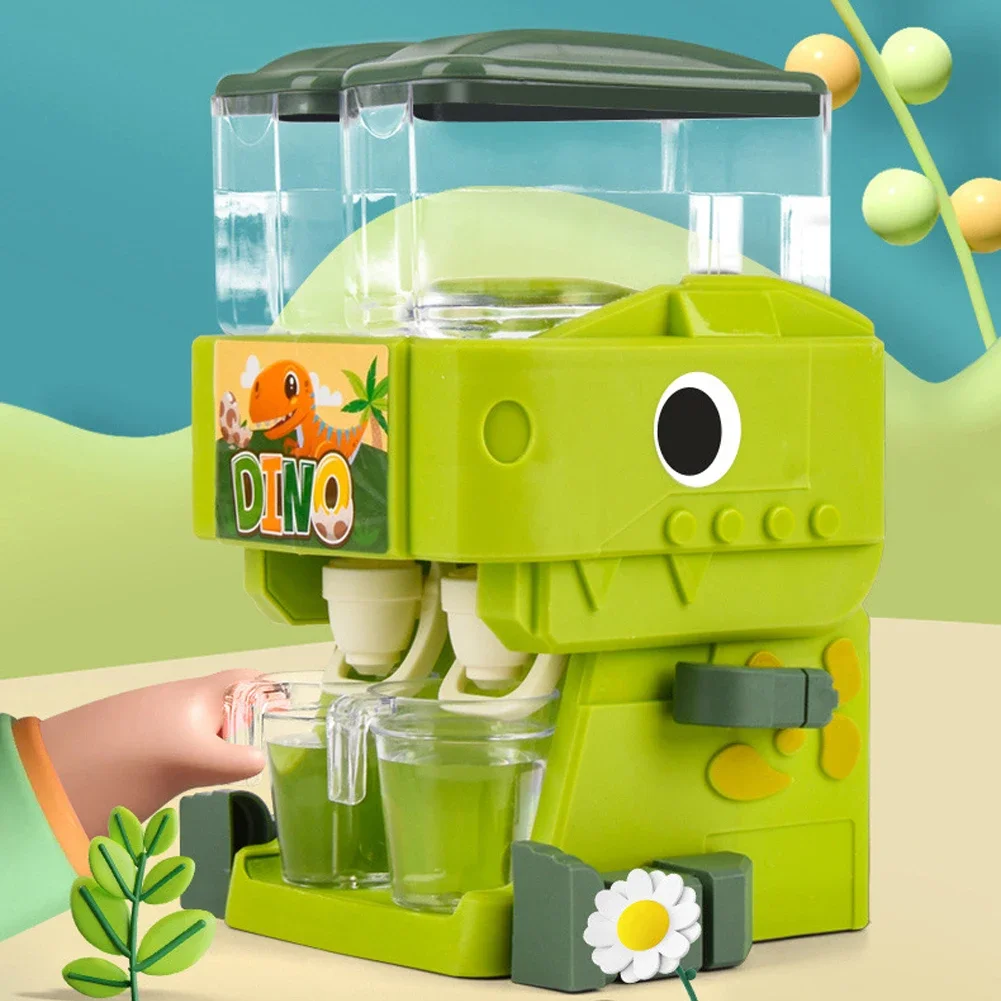 Mini Dinosaur Dual Water Juice Dispenser Toy Simulation Children Pretend Play Miniature Kitchen Home Appliance Kids Play Toys