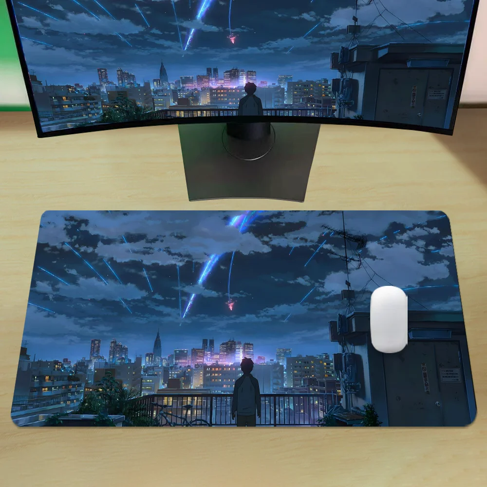 Modern City Mouse Pad Large Desk Mat Desk Accessories Keyboard Pad With Non-Slip Rubber Base Stitched Edge Deskpad