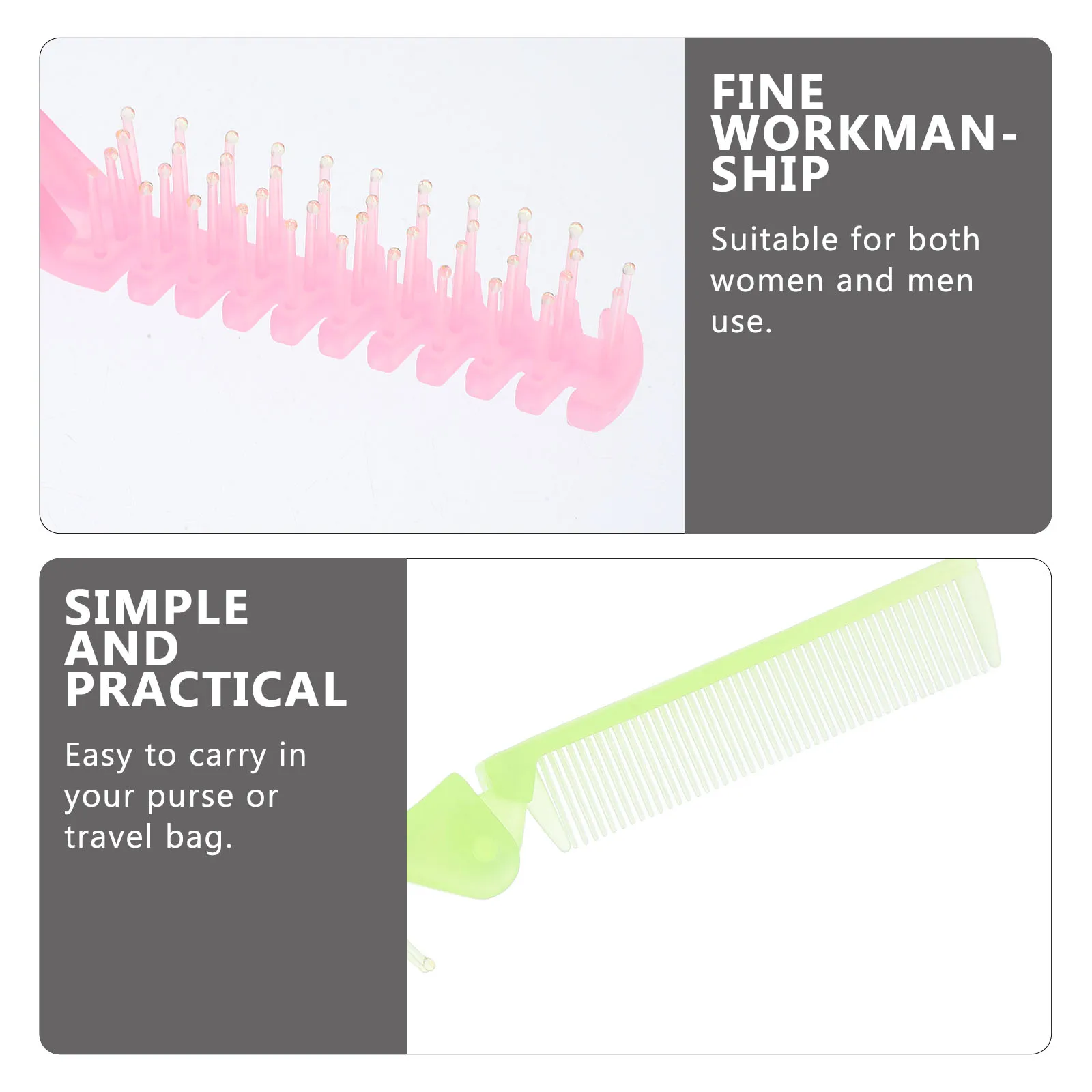 

3pcs Anti-static Massage Comb Folding Hair Brush Portable Travel Size Compact Foldable Dual-use for Women Men Small