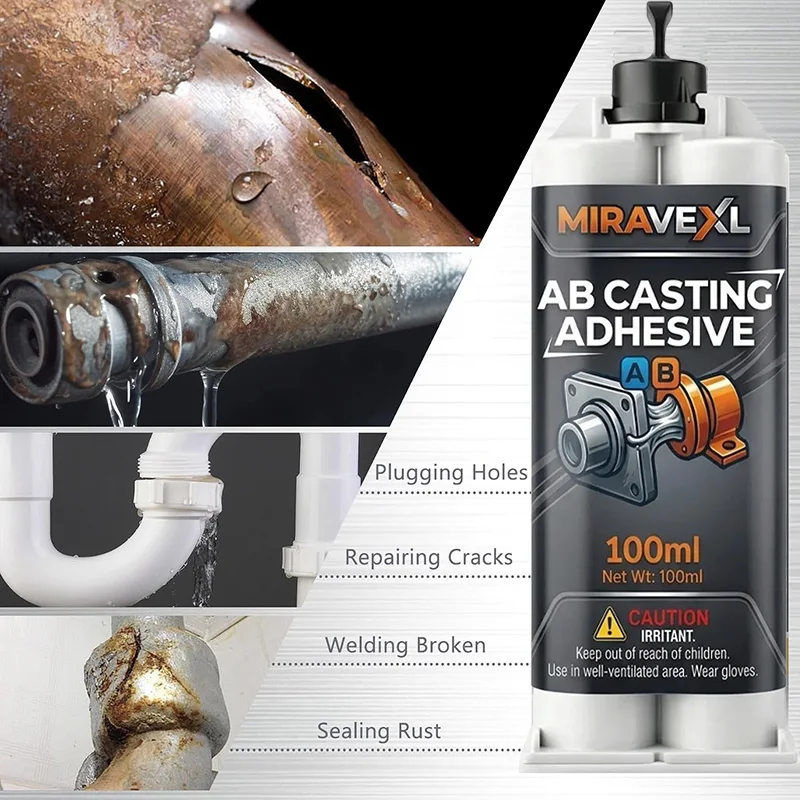 MIRAVEXL Metal Repair Glue Paste 100ml High Temperature 2 In 1 AB Casting Adhesive High Strength Bonding Sealant Welding Kit