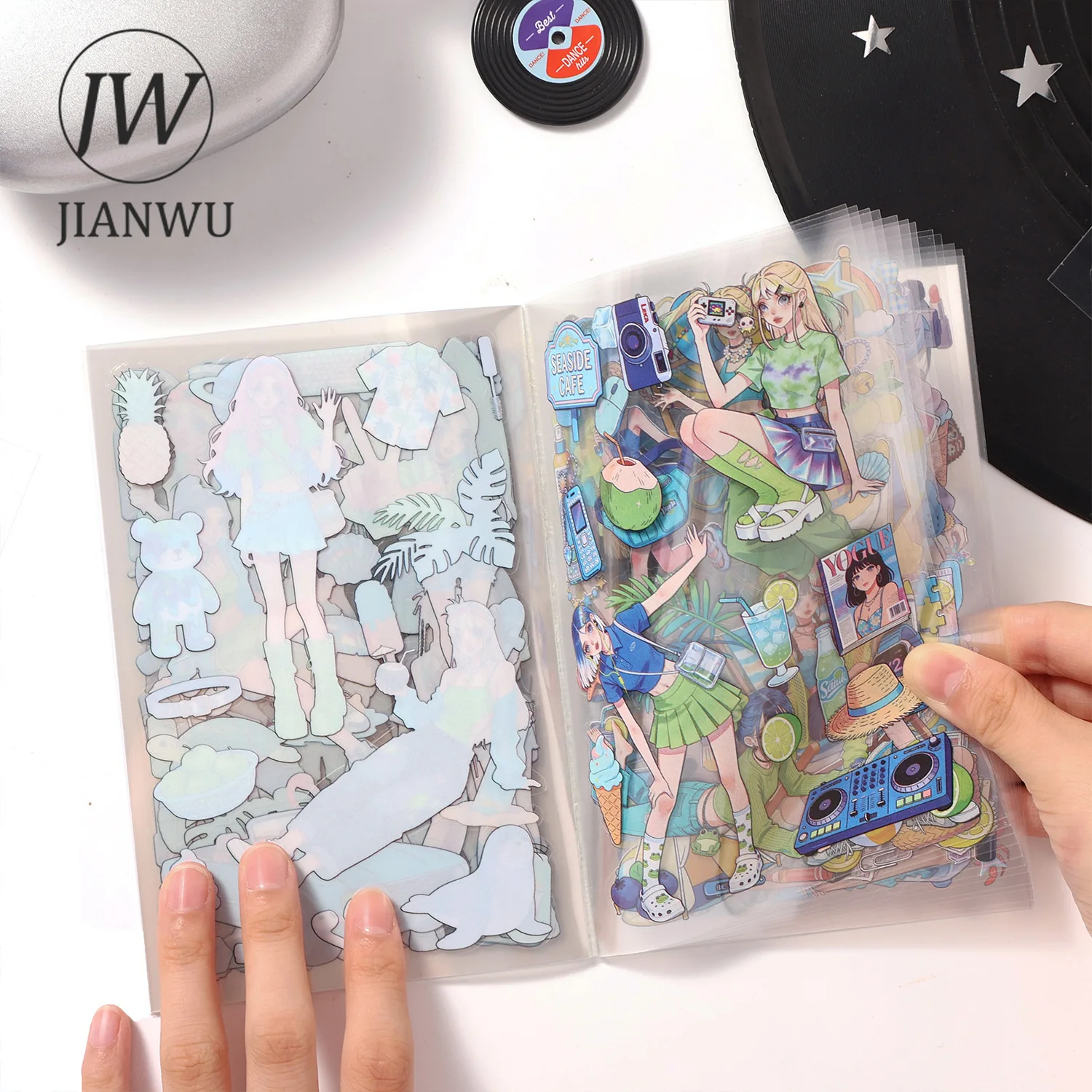 JIANWU Buku Stiker PET Kolase  - Vintage Fashion Journal ulasan dan harga