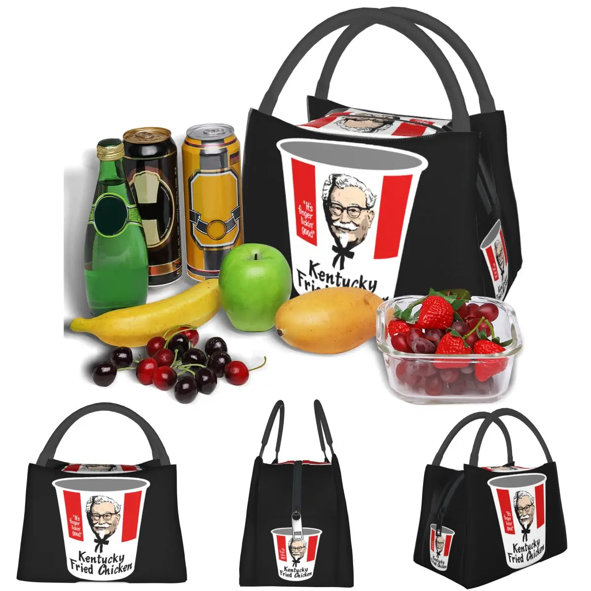 Kfc Bucket Lightweight Handheld Insulated Lunch Bag Large Capacity for Adults Students Travel Picnic