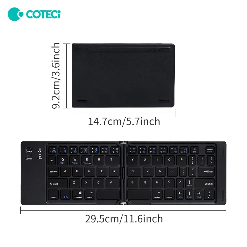 COTECi Folding Bluetooth Keyboard Wireless Silent Ipad Mobile Phone Tablet Universal Notebook Compact Portable and Comfortable