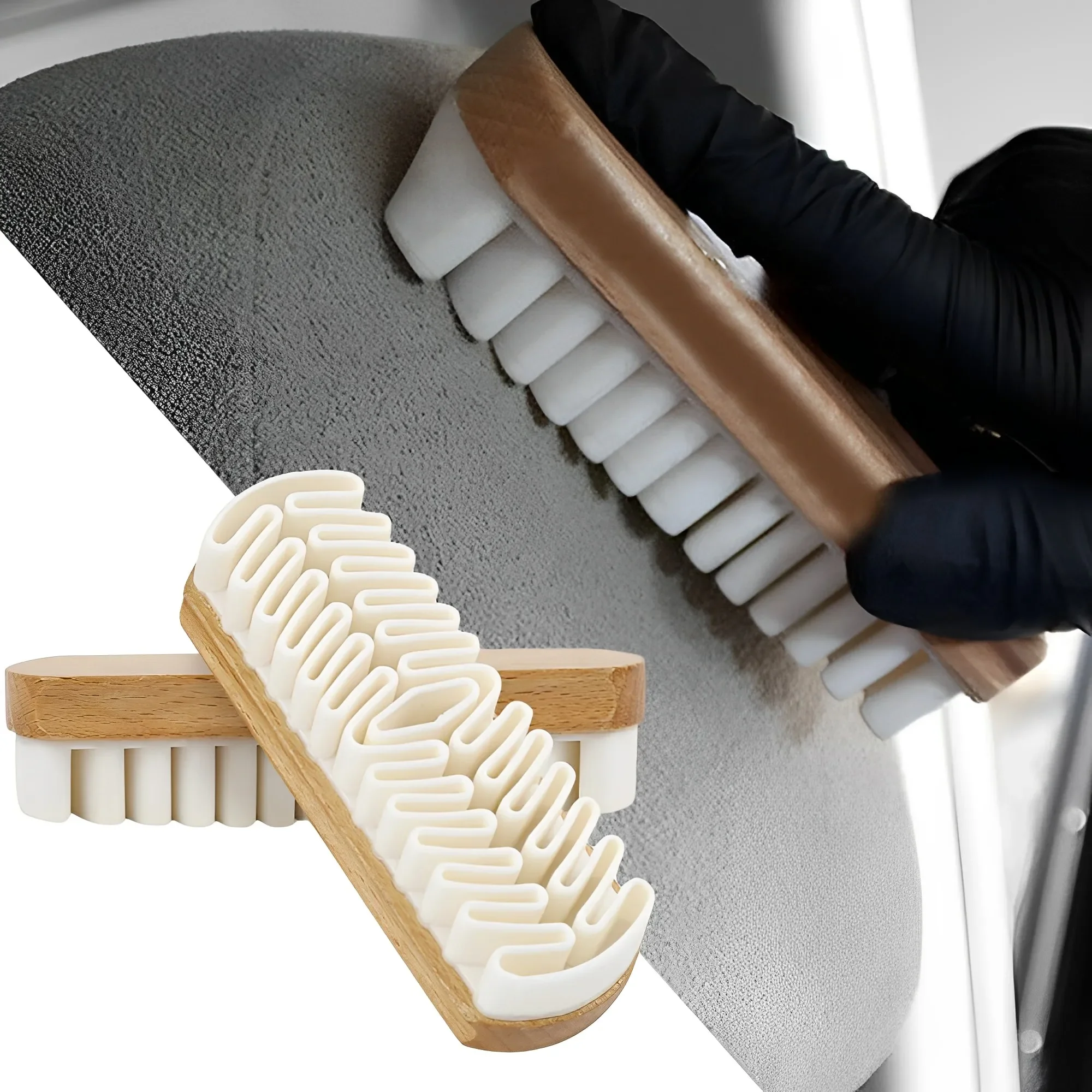 

2Pcs Car Interior Cleaning Brush Alcantara Suede Deerskin Plush Fabrics Beauty Care Brush Detailling Car Upholstery Clean Toosl