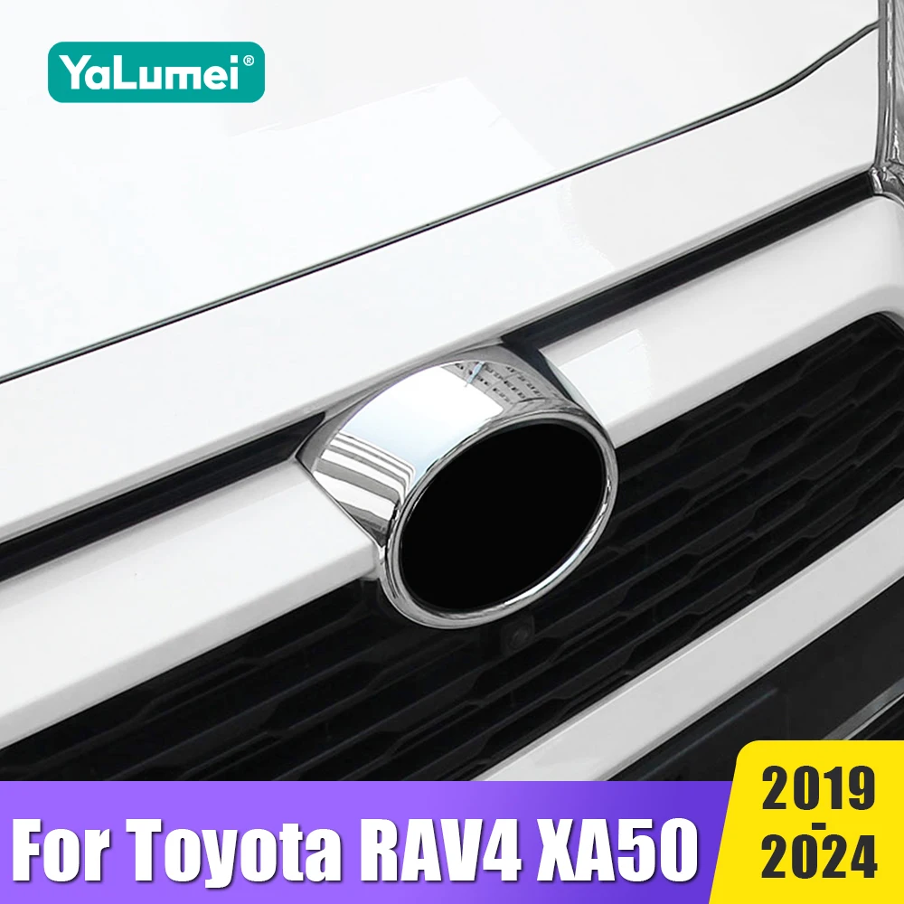 

Car Front Grille Logo Decorative Frame Cover Trim Sticker For Toyota RAV4 XA50 2019 2020 2021 2022 2023 2024 Hybrid Accessories