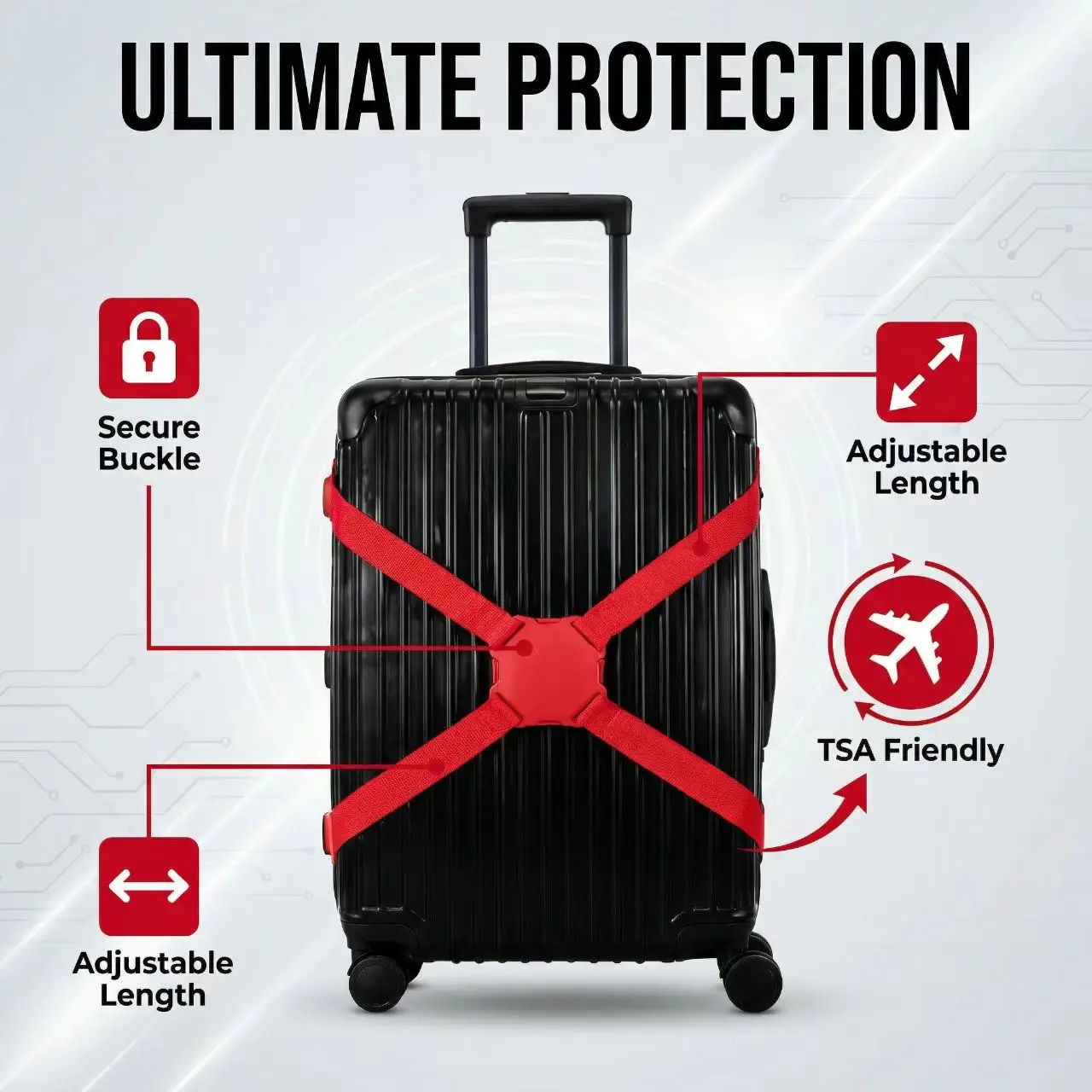 3-Piece Set (2 Luggage Straps and 1 Luggage Tag), Available in Various Colors, Travel Luggage Packing Straps with Figure-8 Fastening, Suitable for Suitcases, Non-Slip Elastic Bungee Cord, Tie Straps, Boarding Hang Tags, Anti-Loss Identification Tags