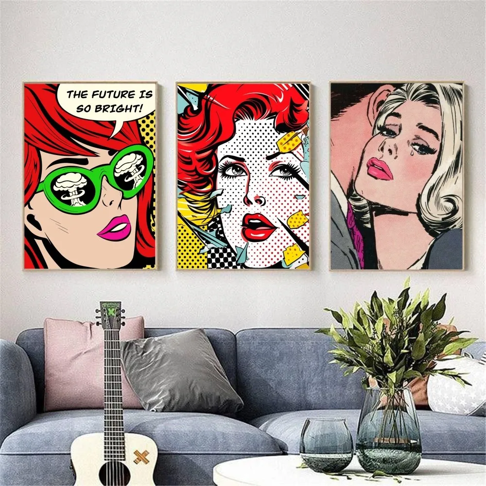 Abstract Pop Roy Lichtenstein Poster HD art sticky wall waterproof home living room bedroom bar aesthetic decoration