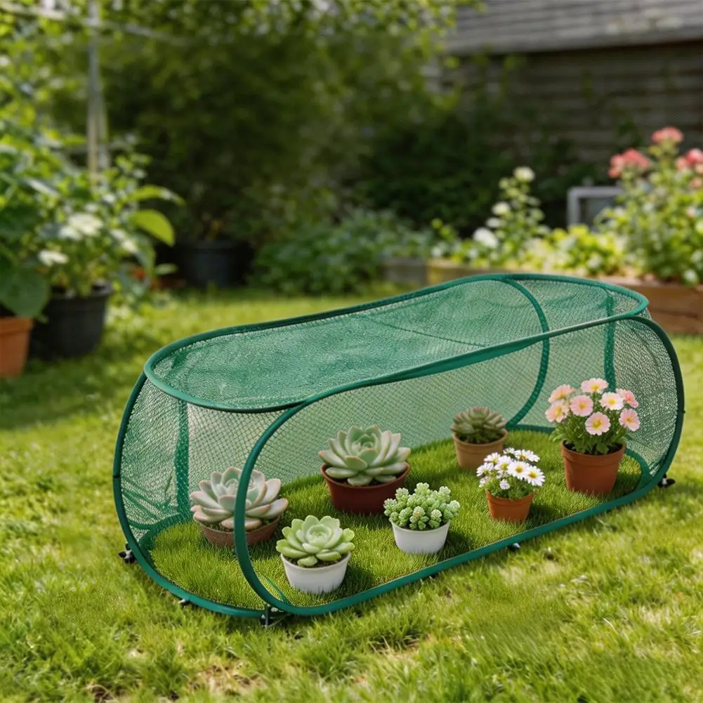 Foldable Garden Mesh Cover Pop Up Design Bird Insect Protection Net With Ground Stakes For Seedlings Greenhouse & Outdoor Plant