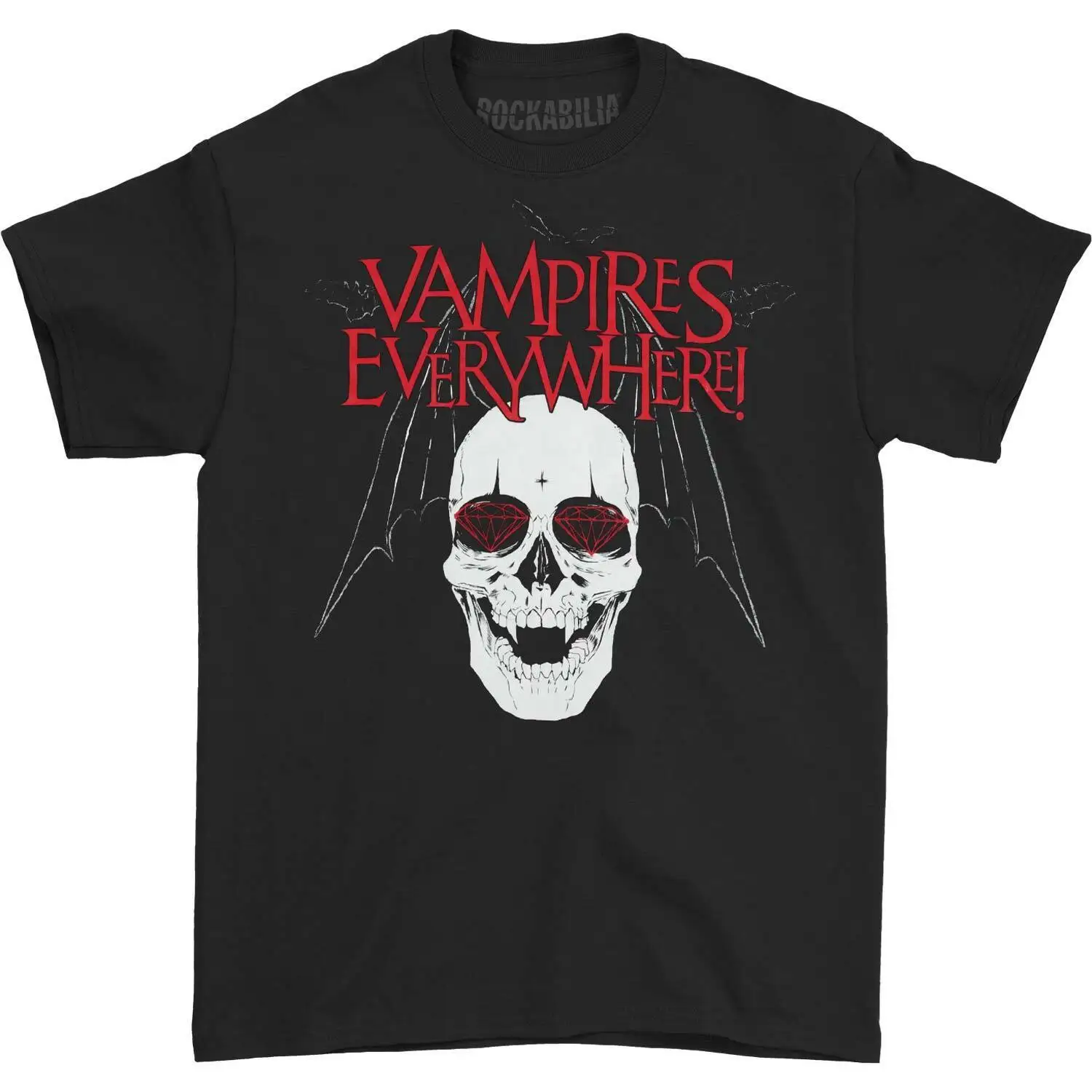 

Men's Vampires Everywhere Bat Skull Slim Fit T-shirt Small Black