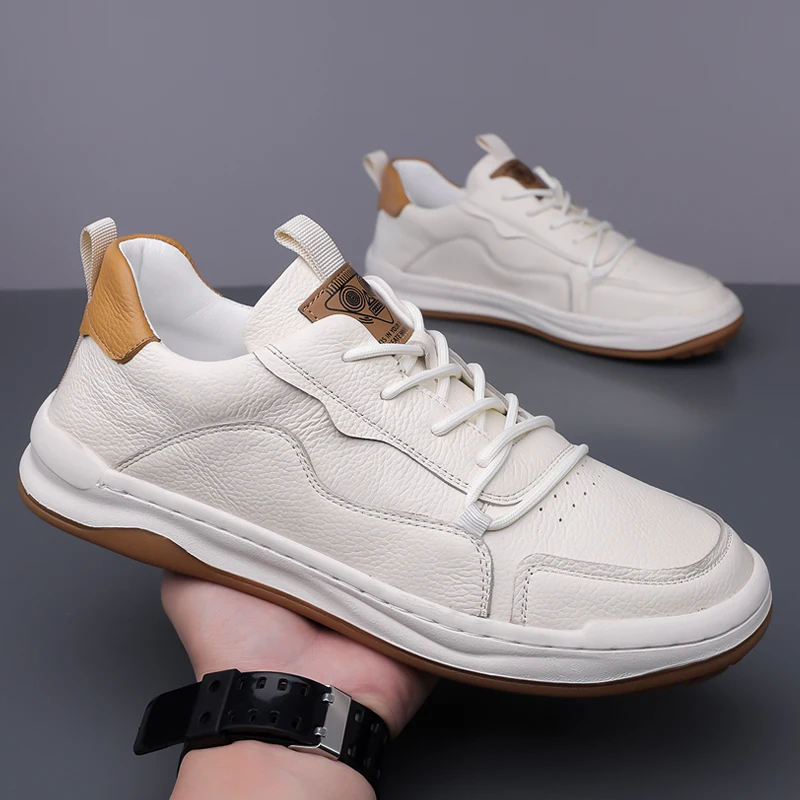 Men Casual Sneakers Leather Shoes Lace Up Leisure Walk Men Shoes Fashion All-match Outdoor Skateboard Footwear For Male