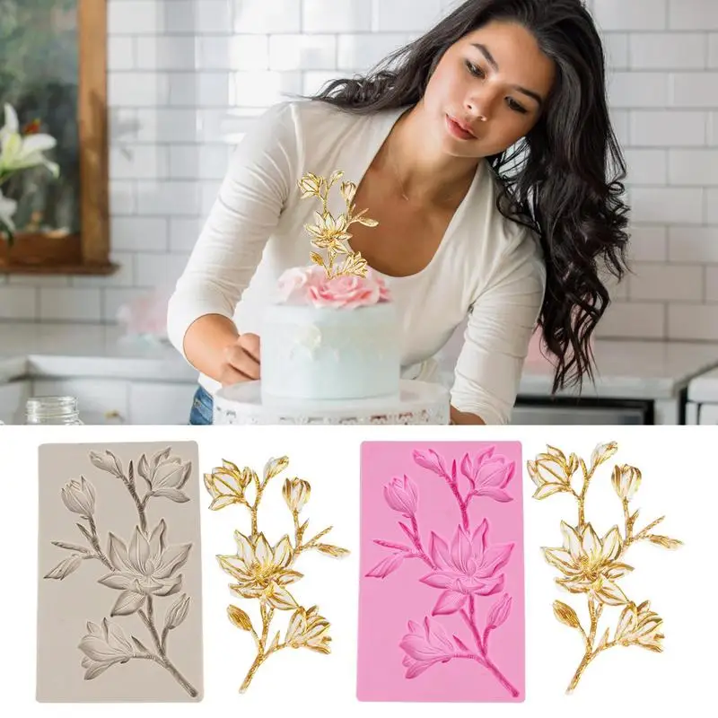 Silicone Flower Molds 3D Magnolia Flower Silicone Bakeware High Temperature Resistant Silicone Baking Tools For Cake Decoration