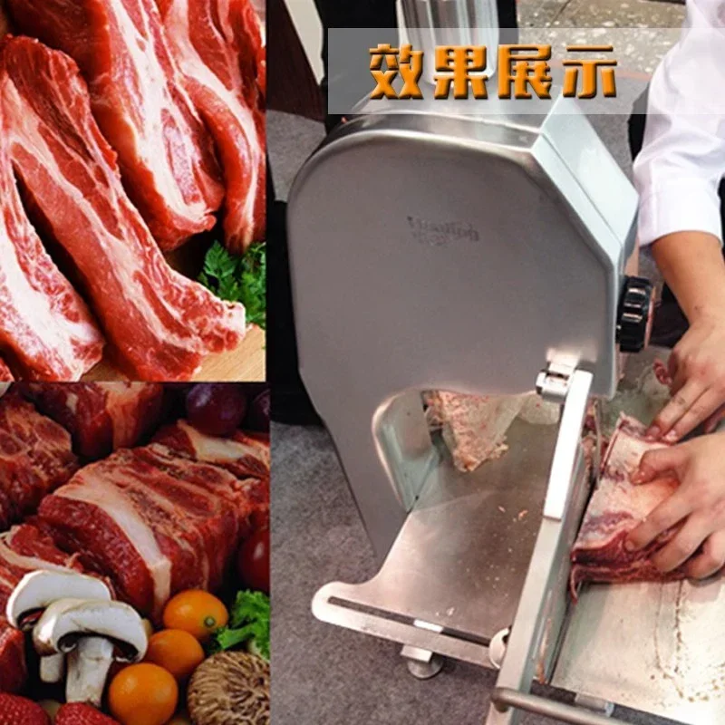 Stainless Steel Frozen Bone Sawing Machine 750W Butchers Bone Bandsaw Commercial Frozen Meat Fish Cutter Home Kitchen Appliance