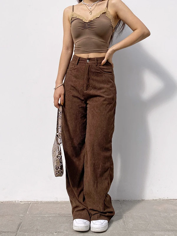 Retro High-waist Casual Wide-leg Pants Women's Comfortable Loose Trousers Vintage High Waist Loose Fit Long Pants