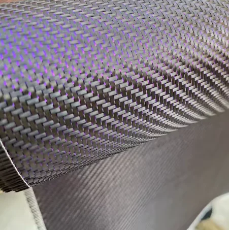 

3k 200g 2x2 real carbon fiberandmetal wiremixed wovenPlain twill Small purple Wire fabricMaterials DIY carbonfiber clothproducts