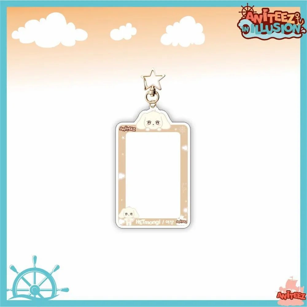 Kpop ATEEZ ANITEEZ Cartoon Card Insertion Frame Keychain Keyring Card Holder Keychains Seonghwa Yunho Yeosang Ming Wooyoung