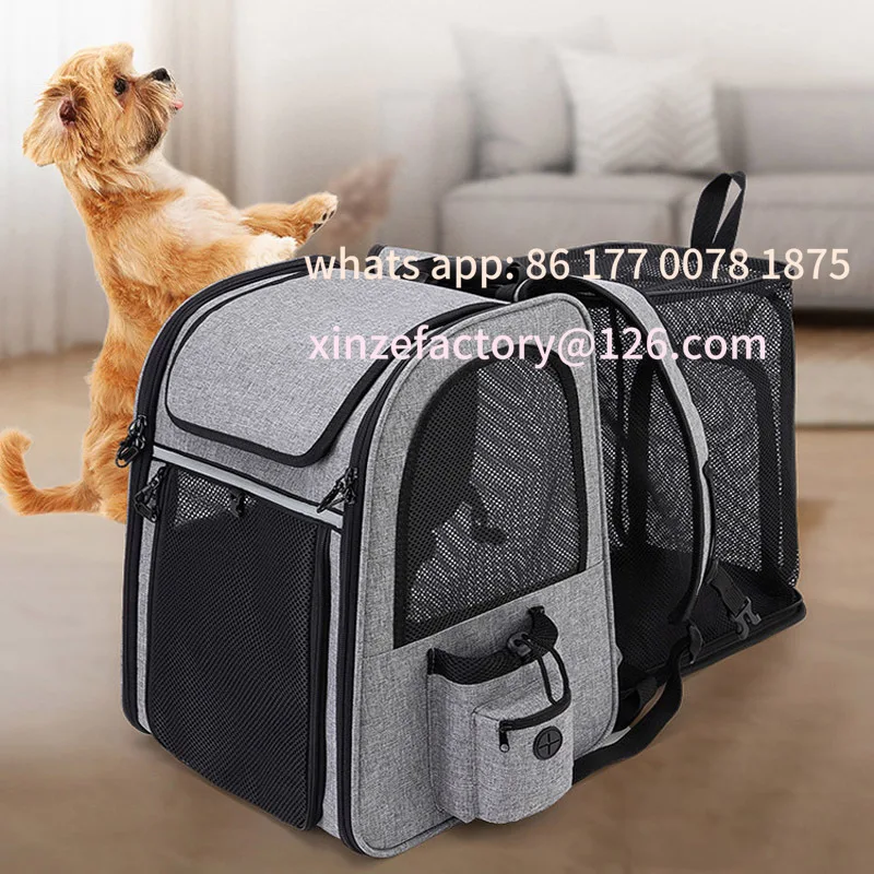 Customizable Pet Backpack Portable Breathable Outdoor Foldable Expandable Cat & Dog Backpack Large Capacity Oxford Cloth