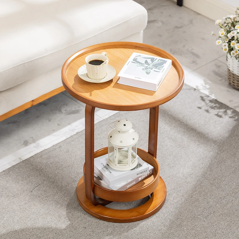 

Modern Round Side Table for Sofa Living Room Coffee Table with Storage Shelf Creative Balcony Teas Table for Bedroom Home Decor‌