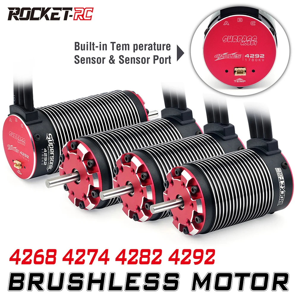 Surpass Hobby Rocket-RC Brushless Motor 4268 4274 4282 4292 for 1/8 1/7 RC Car Truck Off Road On Road Traxxas Wltoys HSP