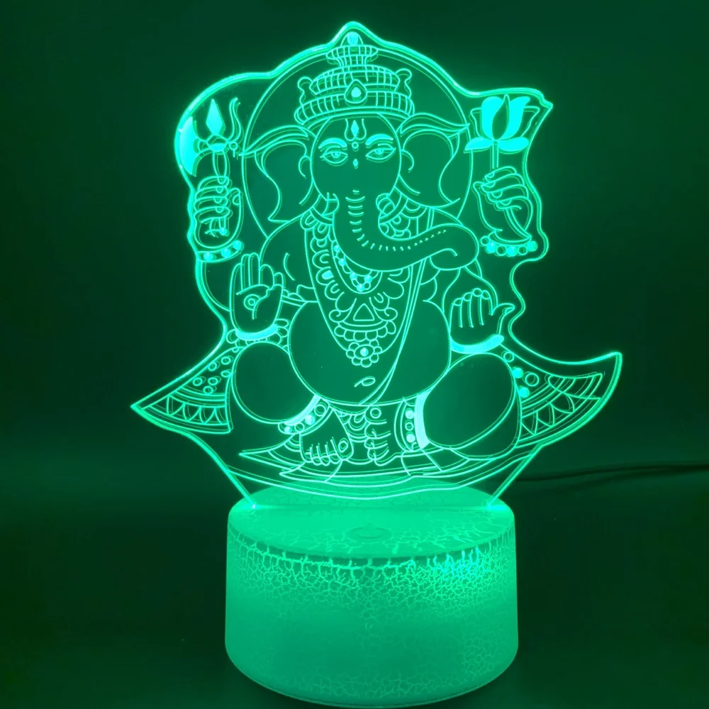 Nighdn luz nocturna Led para niños, lámpara de ilusión 3D, elefante, Buda, 7 colores cambiantes, decoración de la habitación del hogar, regalos de cumpleaños