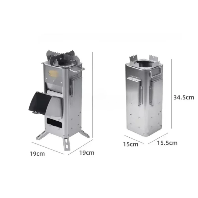 Portable Stainless Steel Rocket Smokeless Stove For Outdoor Camping Adventures Boiling Wate r Cooking  Equipment Heavy Duty Safe