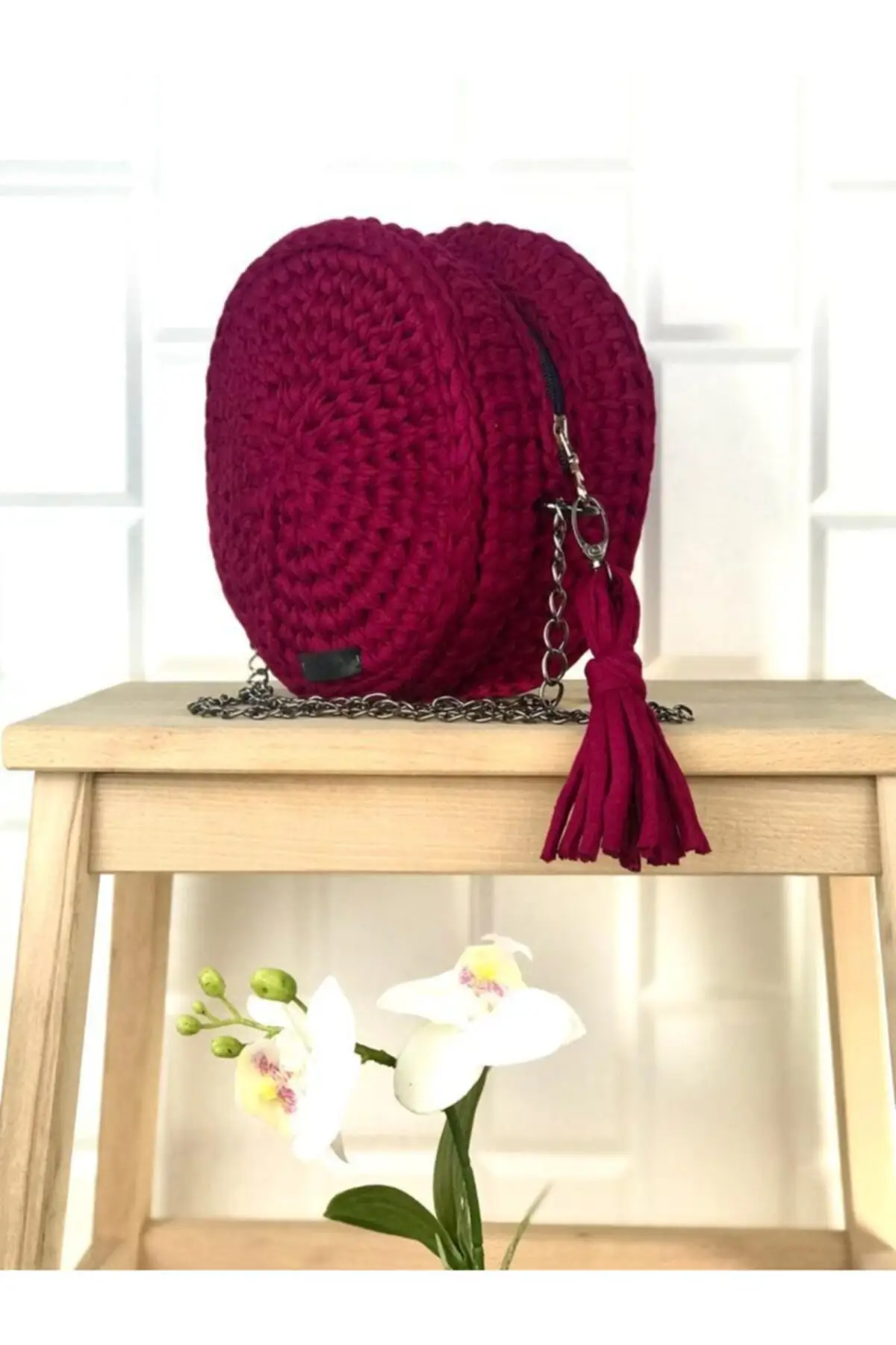 Uras Women Burgundy Macarons Mesh Hand Made Bag Women bag Shoulder Bag Handmade