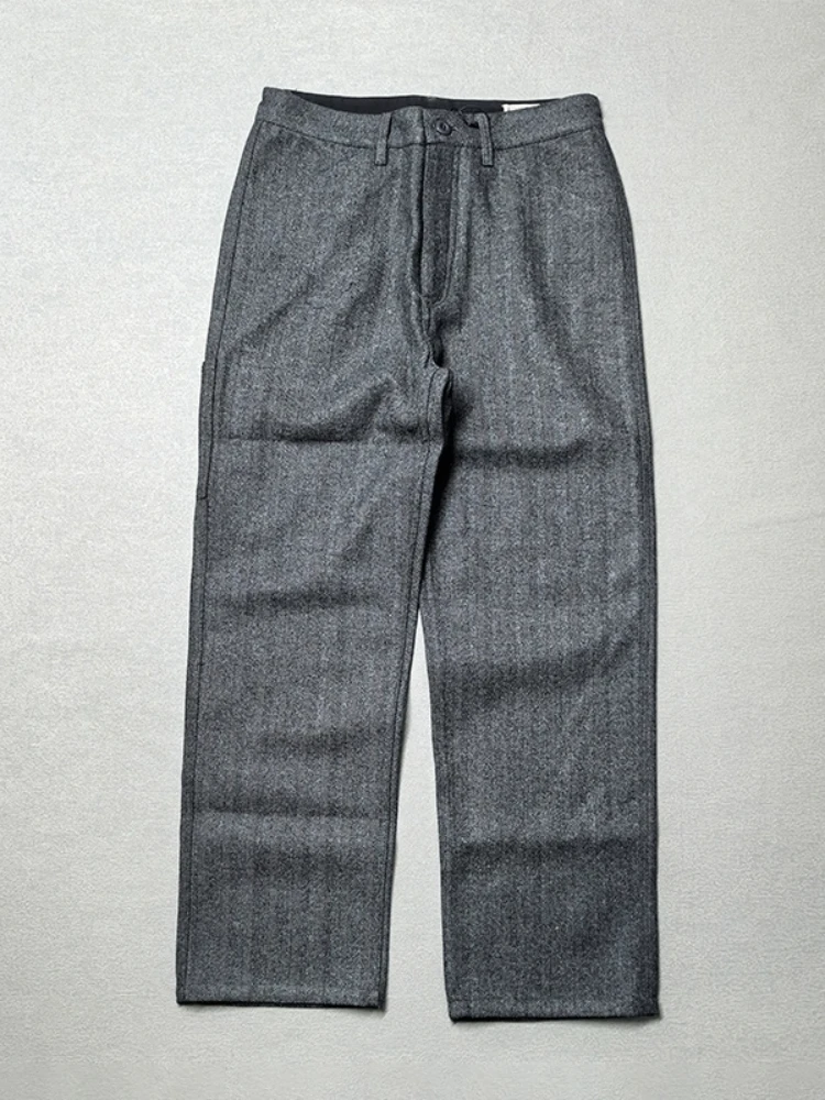 5904# 2025 Autumn and Winter New American Retro Thick Wool Cargo Pants Men's Trendy Brand Straight Casual Busniess Suit Trousers - Image 6