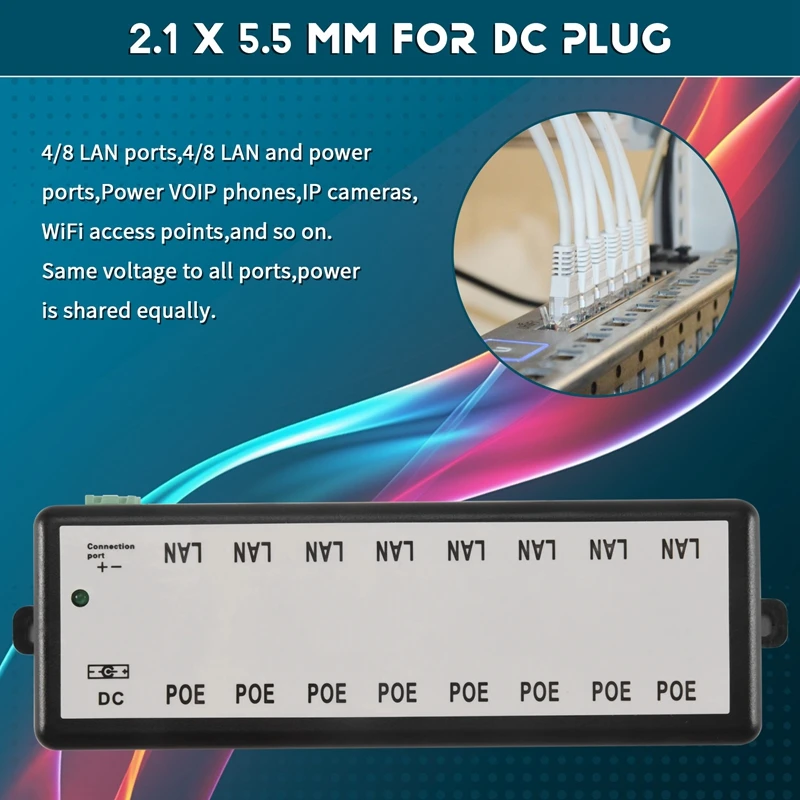 A12E-8 Ports Poe Injector Poe Splitter For Cctv Network Poe Camera Power Over Ethernet Ieee802.3Af