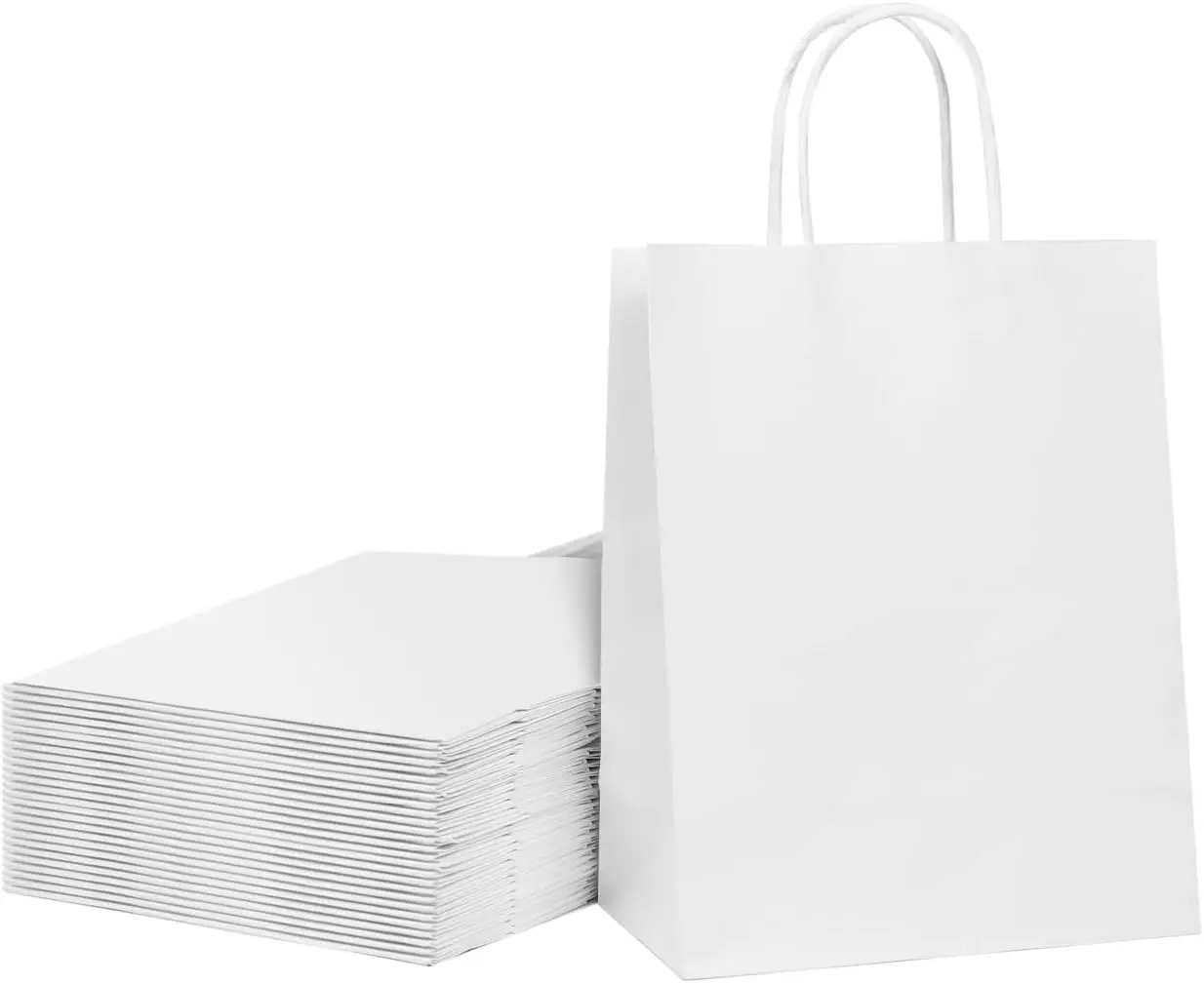 

40 PCS White Kraft Paper Bags With Handles 10.6x8.3x4.3 Inch Bulk Gift Bags For Birthdays,Weddings,Baby Showers,Party Favor