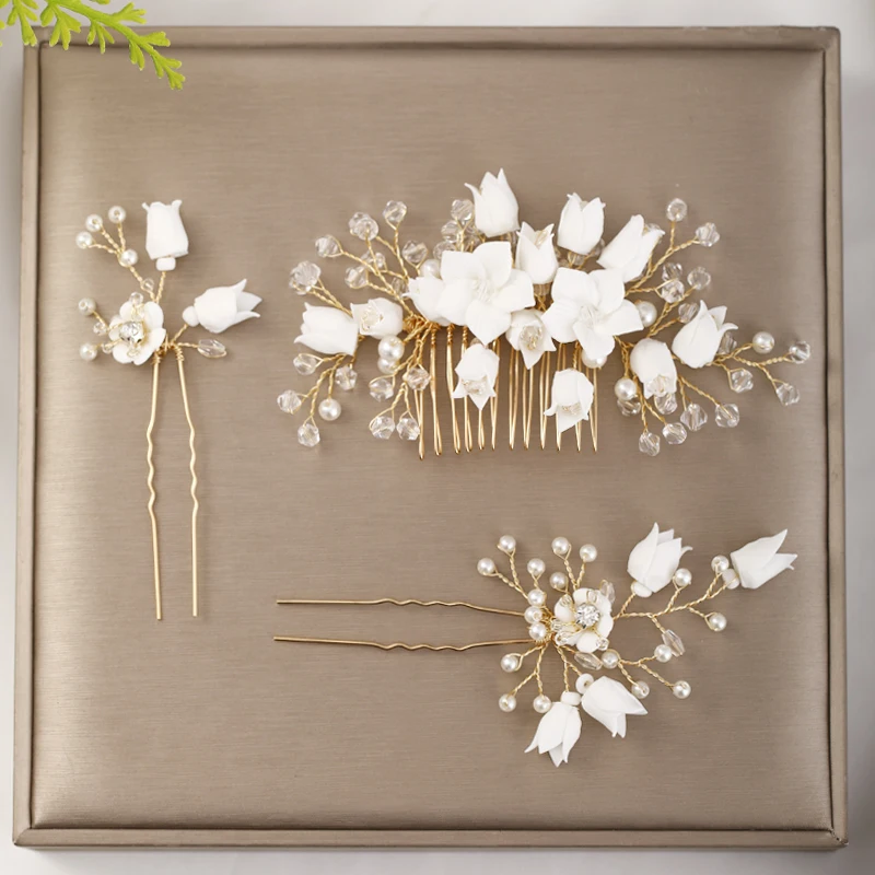 Acessórios para o cabelo de casamento, joias de cristal, flor, pente de cabelo, grampos de cabelo, enfeites de cabelo de noiva, tiaras femininas