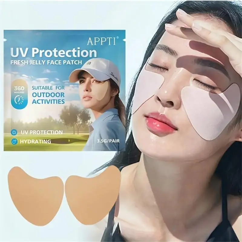Sunscreen Face Patches 5 Pairs Anti-Sweat Moisturizing UV Protection Stickers for Golf Outdoor Activities