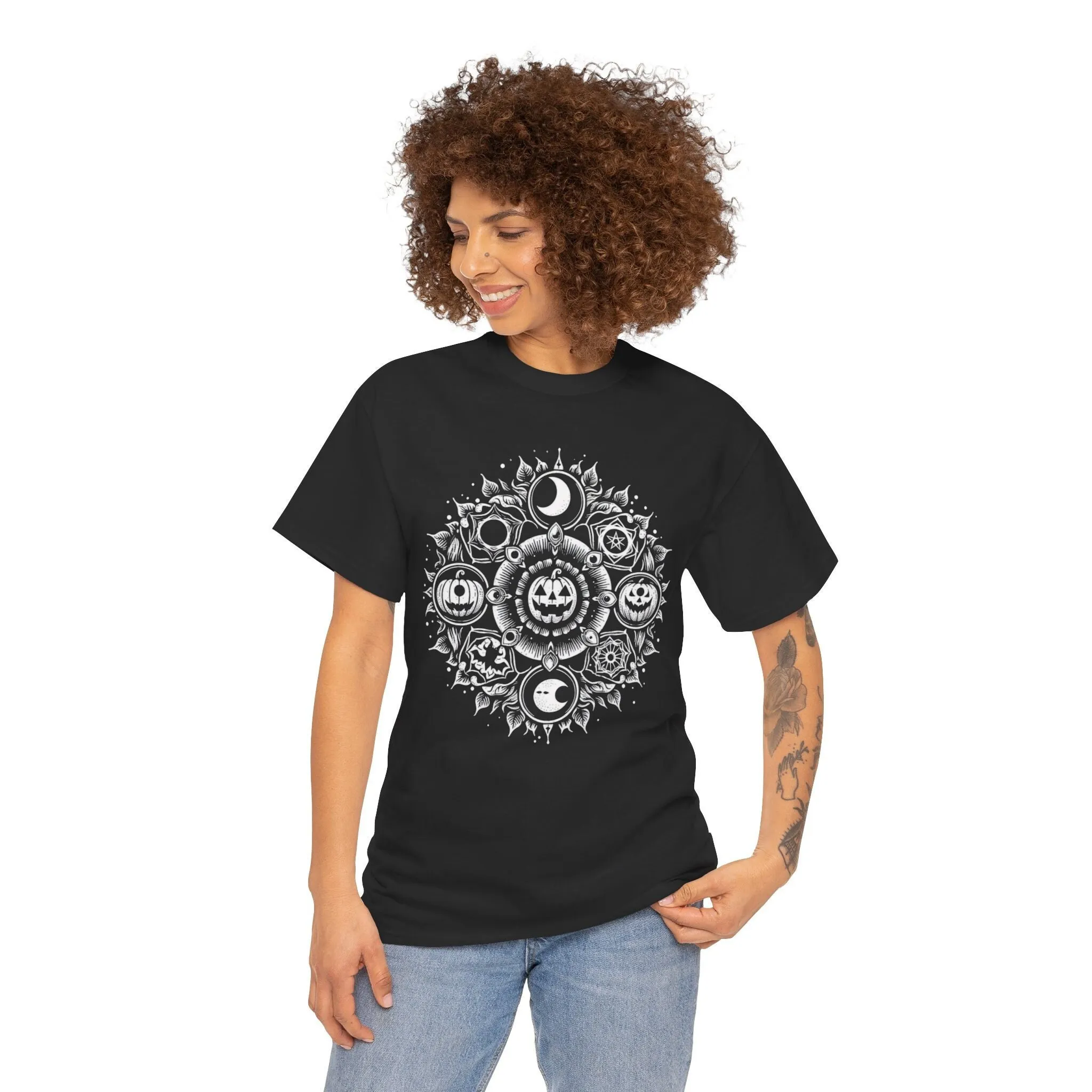 Mystical Halloween Pumpkin Mandala Vator T Shirt Rakhi Mantra Spooky Vactor Chakra