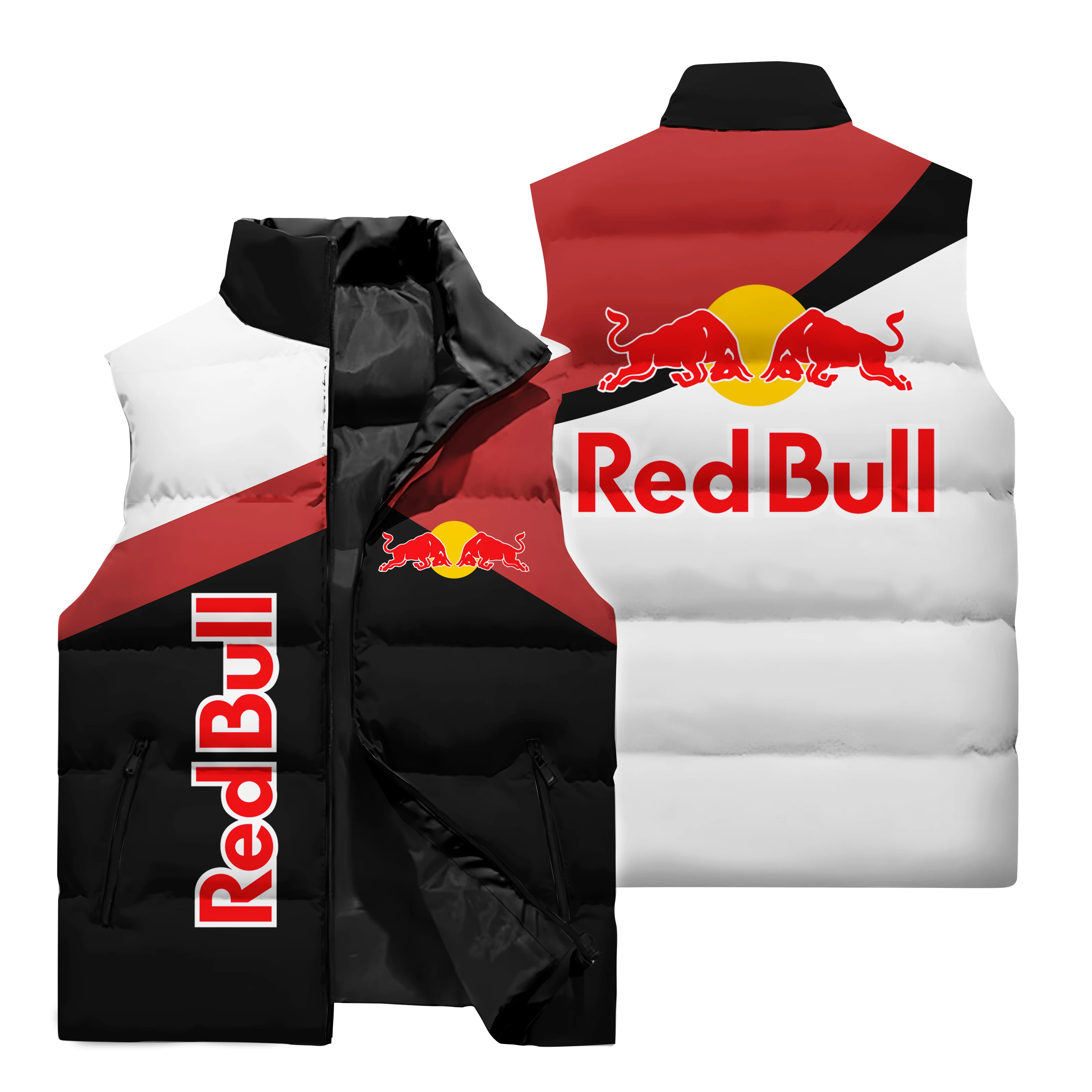 New Red Bull Sports Vest with Red Bull Logo 3D Printed Sleeveless Jacket, Fashionable Red Bull Outdoor Windproof Riding Vest